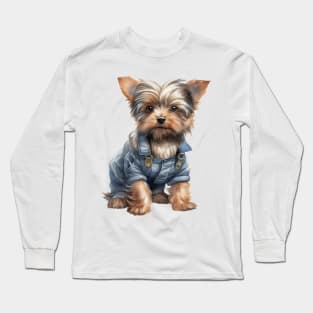 Farmer Yorkshire Terrier Dog Long Sleeve T-Shirt